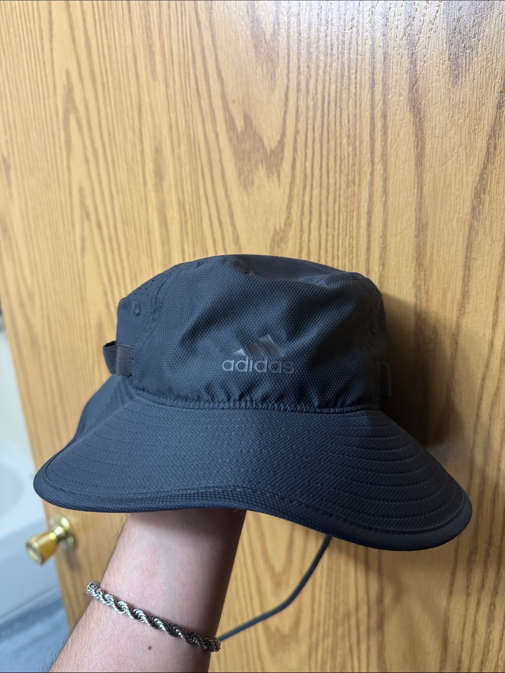 adidas Black Outdoor Bucket Hat with Logo